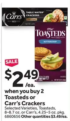 Stop&Shop Toasteds or Carr's Crackers offer