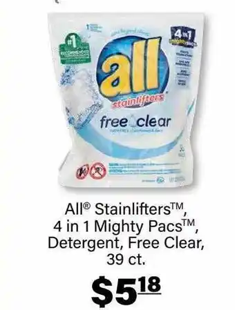 Commissary All Stainlifters 4 In 1 Mighty Pacs Detergent Free Clear offer