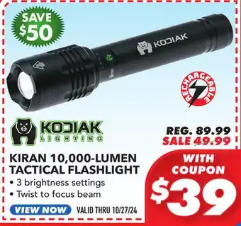 Big 5 Kodiak Kiran Rechargeable 10,000 Lumen Tactical Flashlight offer