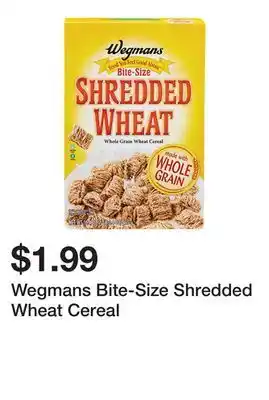 Wegmans Wegmans Bite-Size Shredded Wheat Cereal offer