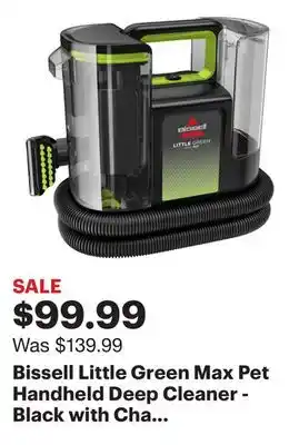 Best Buy Bissell Little Green Max Pet Handheld Deep Cleaner - Black with Cha Cha Lime Accents offer