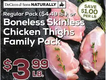 DeCicco & Sons Boneless Skinless Chicken Thighs Pack offer