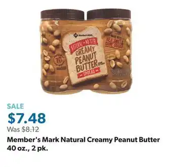 Sam's Club Member's Mark Natural Creamy Peanut Butter 40 oz., 2 pk offer