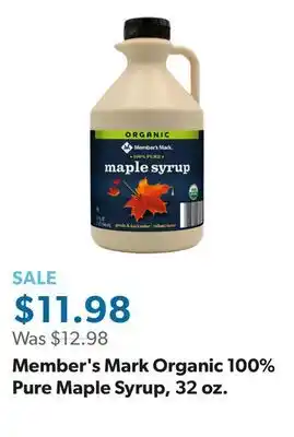 Sam's Club Member's Mark Organic 100% Pure Maple Syrup, 32 oz offer