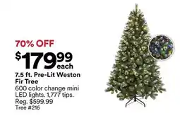 Michaels 7.5 ft. pre-Lit Weston Fir Tree offer