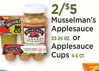 Heinen's Musselman's Applesauce 23-24 OZ. or Applesauce Cups 4-6 CT offer