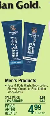 Menards Australian Gold Men's 2-in-1 Face & Body Wash - 8.5 oz offer