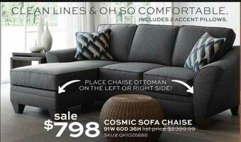 Slumberland Furniture Cosmic Sofa Chaise 91w 60d 36h offer