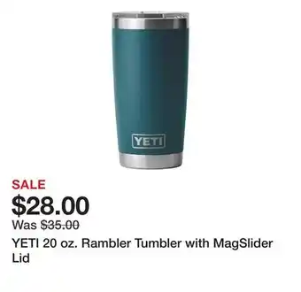 Dick's Sporting Goods YETI 20 oz. Rambler Tumbler with MagSlider Lid offer