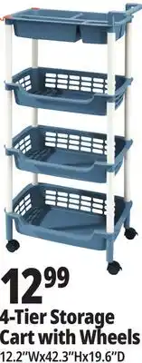 Ocean State Job Lot 4-Tier Storage Cart with Wheels offer