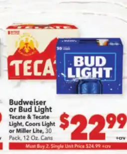 Vallarta Supermarkets Budweiser or Bud Light offer