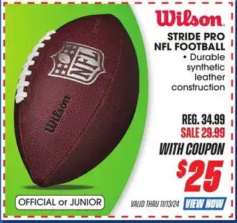 Big 5 Wilson Stride Pro NFL Official Size Football offer