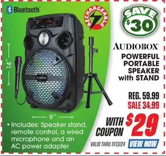 Big 5 Audiobox Powerful Portable Speaker With Stand offer