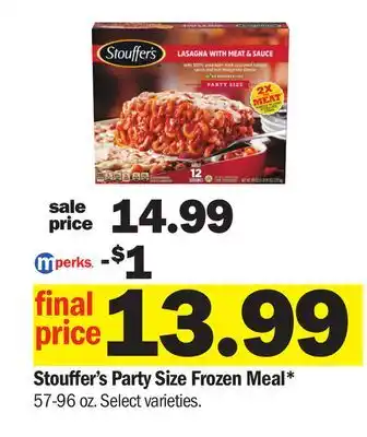 Meijer Stouffer's Party Size Frozen Meal offer