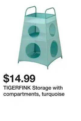 Ikea TIGERFINK Storage with compartments, turquoise offer