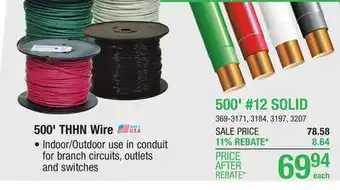 Menards 500' #12 Black Solid THHN Building Wire offer