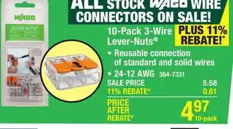 Menards WAGO Lever-Nuts 3-Wire 24-12 AWG Connector - 10 Count offer