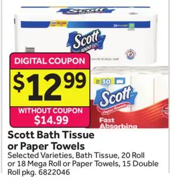 Stop&Shop Scott Bath Tissue or Paper Towels offer