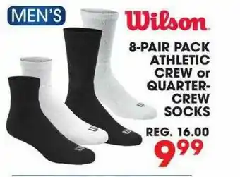 Big 5 Wilson Men's 8-pair Pack Athletic Crew Or Quarter-crew Socks offer