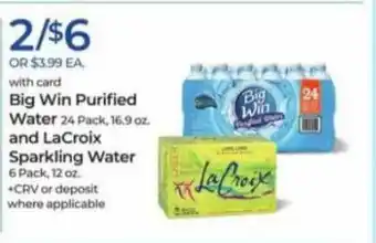 Rite Aid Big Win Purified Water And Lacroix Sparkling Water offer
