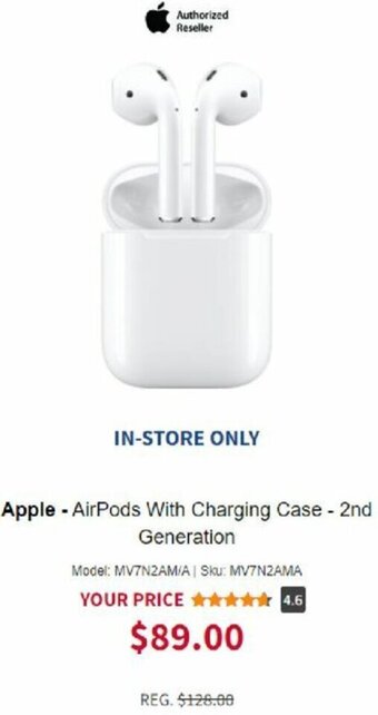 BrandsMart USA Apple-AirPods With Charging Case - 2nd Generation offer