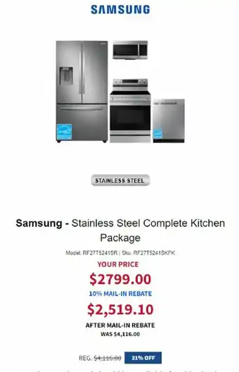 Samsung-Stainless Steel Complete Kitchen Package