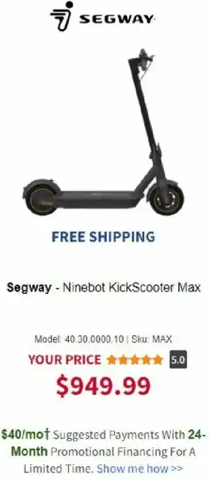 BrandsMart USA Segway-Ninebot KickScooter Max offer