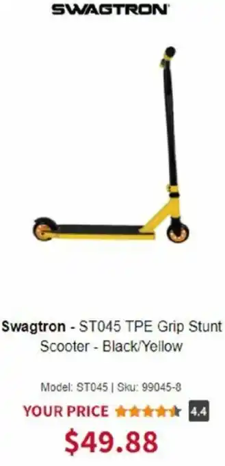 Swagtron-ST045 TPE Grip Stunt Scooter-Black/Yellow