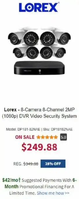 Lorex-8-Camera 8-Channel 2mp (1080p) DVR Video Security System