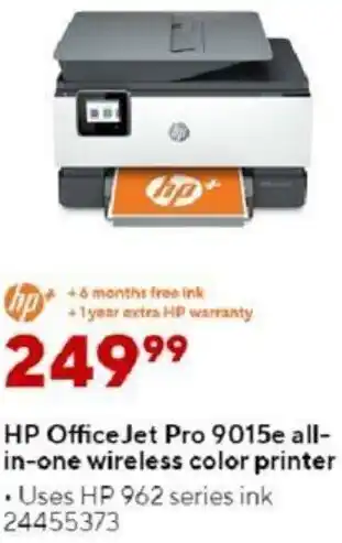 Staples HP OfficeJet Pro 9015e All-In-One Wireless Color Printer offer