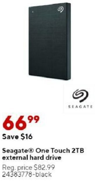 Staples Seagate One Touch 2TB External Hard Drive offer