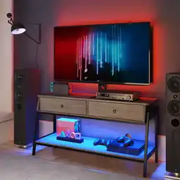 Walmart Pinmoco TV Stand with Adjustable Mount for 32-65 TVs, LED Lights& Storage, Rustic offer
