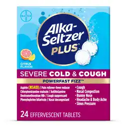 Walmart Alka-Seltzer Plus Powerfast Fizz Severe Cold & Cough Medicine, Citrus Effervescent Tablets, 24 Ct offer