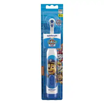 Walmart PAW Patrol Spinbrush Kids Battery-Powered Toothbrush, Soft Bristles, Ages 3+, Character May Vary offer