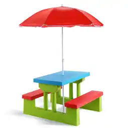 Walmart Costway 4 Seat Kids Picnic Table with Umbrella Garden Folding Children Bench Outdoor PP offer