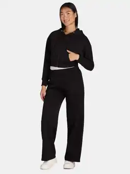 Walmart Liv & Lottie Women's Cropped Hoodie and Wide Leg Pants Fleece Set, 2-Piece, Sizes S-XL offer