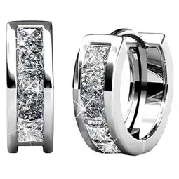 Walmart Cate & Chloe Giselle 18k White Gold Plated Silver Hoop Earrings with Swarovski Crystals for Women offer