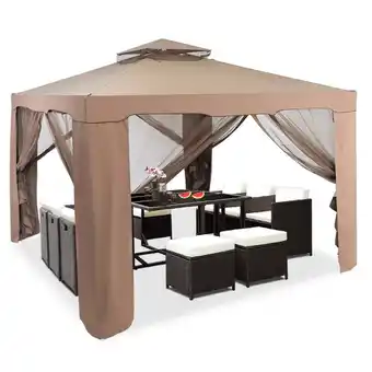 Walmart Gymax 10'x 10' Canopy Gazebo Shelter W/Mosquito Netting Outdoor Patio Beige offer