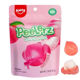 Walmart Amos Peelerz Peachable Peach Gummy Candy, Resealable, 3 Pack, 2.19oz offer