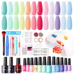 Walmart Gellen 12 Colors Colorful Rainbow Gel Nail Polish Starter Manicure Sets - with 72W UV/LED Nail Lamp offer