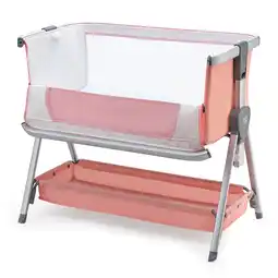 Walmart Costway Bed Side Crib Portable Adjustable Baby Infant Travel Sleeper Bassinet Peach offer