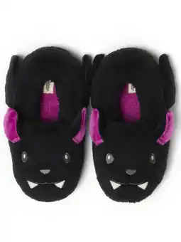 Walmart Dearfoams Cozy Comfort Halloween Unisex Black Bat Closed Back Slippers offer