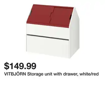 Ikea VITBJÖRN Storage unit with drawer, white/red offer