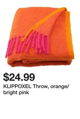 Ikea KLIPPOXEL Throw, orange/bright pink offer