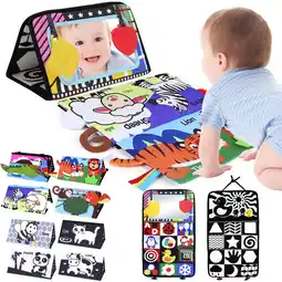 Walmart LotFancy Baby Tummy Time Floor Mirror, Black and White High Contrast Baby Toys & Crinkle Cloth Book offer