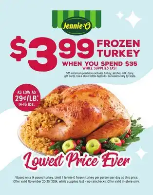 Grocery Outlet Jennie-O FROZEN TURKEY offer