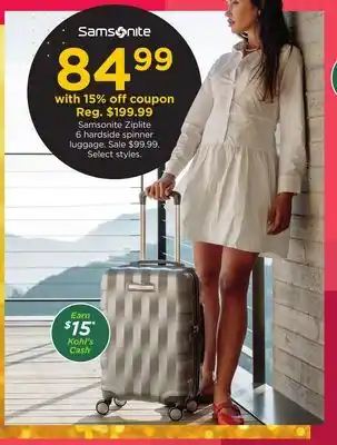 Kohl's Samsonite Ziplite 6 hardside spinner luggage offer