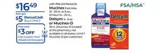 Rite Aid Mucinex Fast-Max, Delsym or Mucinex-D offer