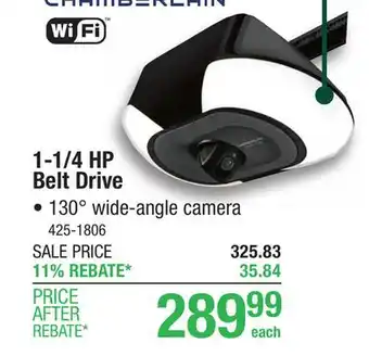 Menards Chamberlain 1 1/4 HP Wi-Fi Belt Drive Battery Backup Garage Door Opener (Best) offer