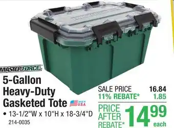 Menards Masterforce 5-Gallon Waterproof Industrial Gasketed Storage Tote offer